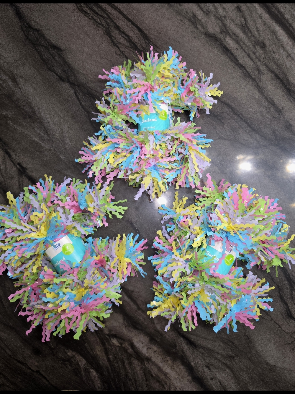NWT Easter Spring Tinsel Pastel Garland bundle of 3, home decor 8ft each